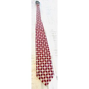 Golden Dragon 100% Silk Men's Geometric Pattern Red Gold Necktie